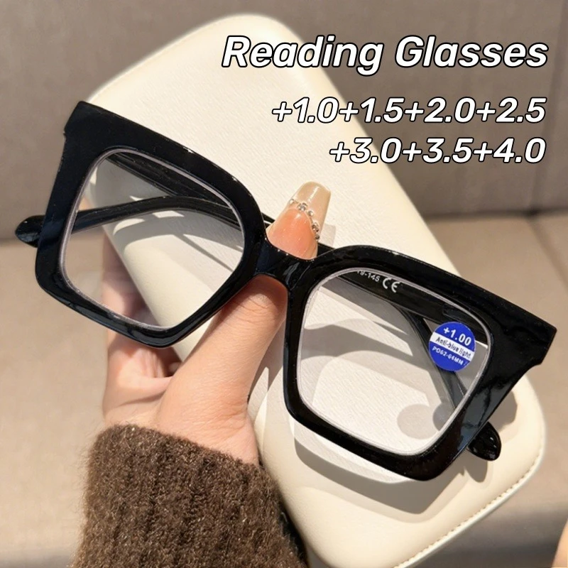 Large Frame Presbyopia Glasses with Spring-loaded Feet Multi-coloured Anti-blue Light Glasses Reading Glasses for Men and Women