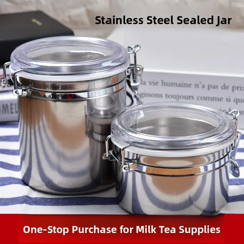 

Контейнер для хранения из нержавеющей стали 304: банка для кофе, чая, сухофруктов, кухонная емкость с защелкой