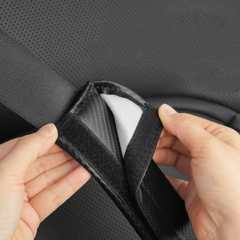 2Pcs Car Safety Belt Carbon Fiber Leather Shoulder Protector Pad for Seat FR Leon Ibiza Altea Exe 5f Mk2 Mk3 TARRACO Accessories view 6