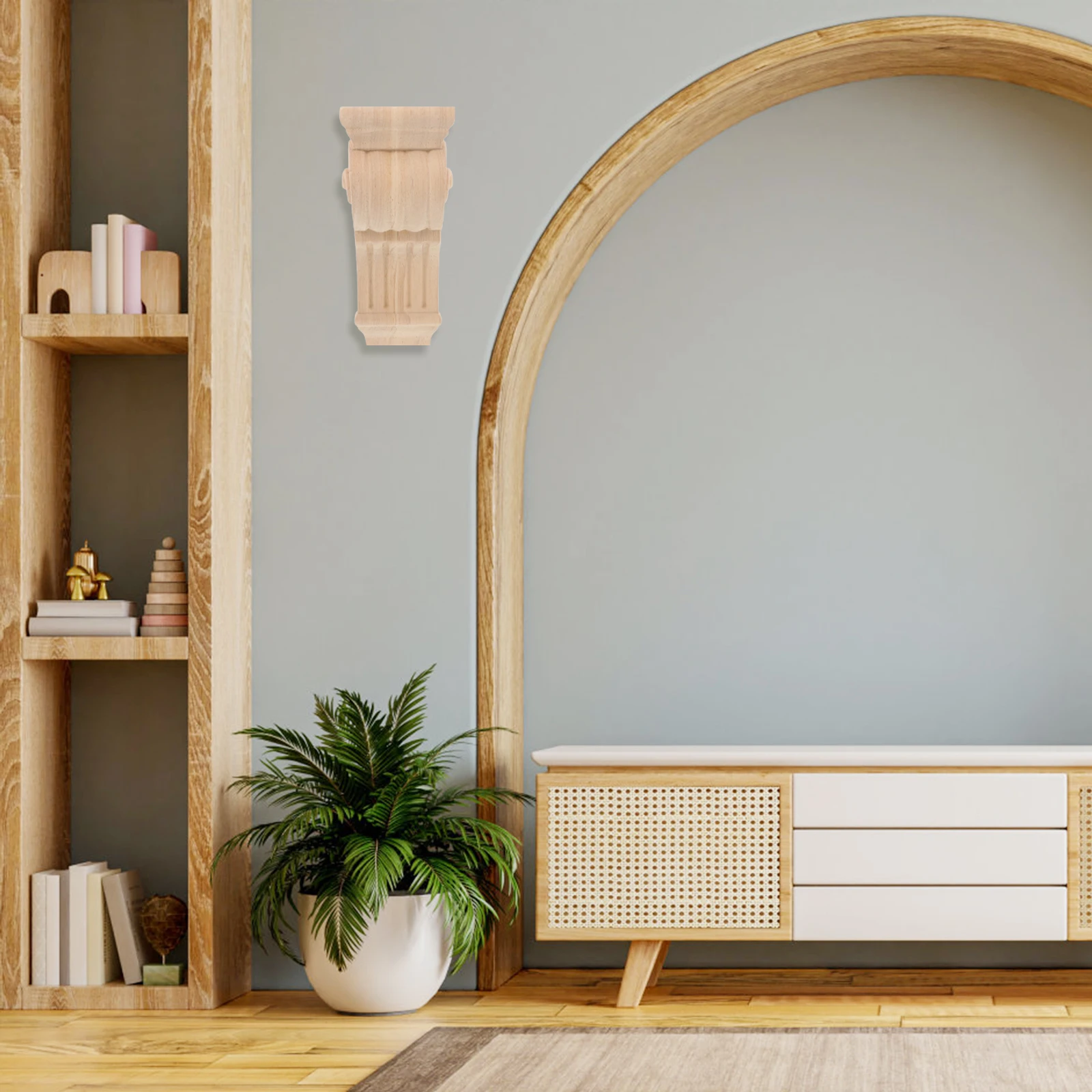 

Solid Wood Decorative Corner Onlay Roman Column Wall Applique for Furniture Molding Carved Wood Corbel Wooden Trim Accents