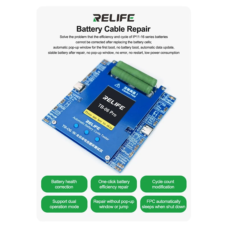RELIFE TB-06 Pro ثنائي القناة التلقائي بالكامل جهاز اختبار دورة البطارية للهاتف 11-16 سلسلة التلقائي مباراة اختبار دورة البطارية