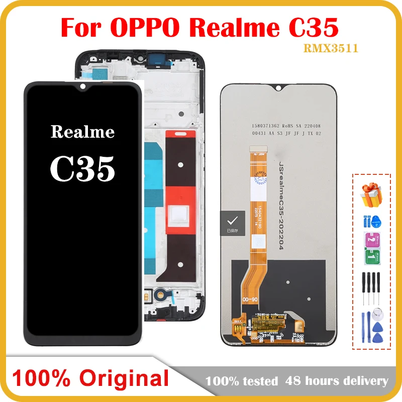 

6.6" Original For OPPO Realme C35 RMX3511 LCD Display Touch Screen Panel Digitizer Assembly Replacement For Realme C35 LCD