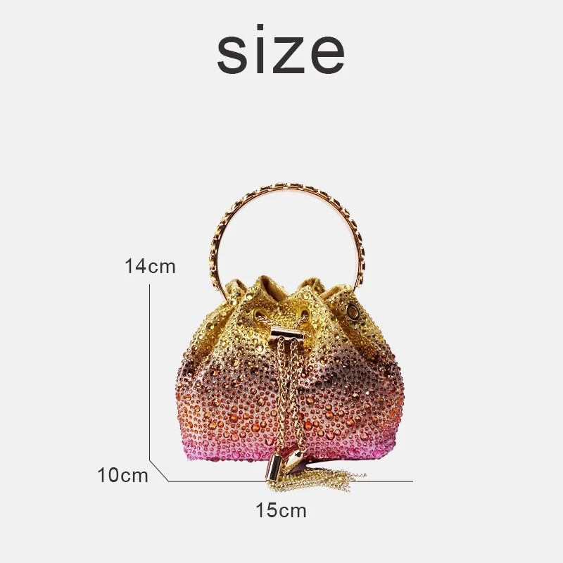 Mini Evening Bucket Bags For Women Luxury Designer Handbags And Purses 2024 New In Mosaic Shiny Imitation Diamond Pearl Shoulder