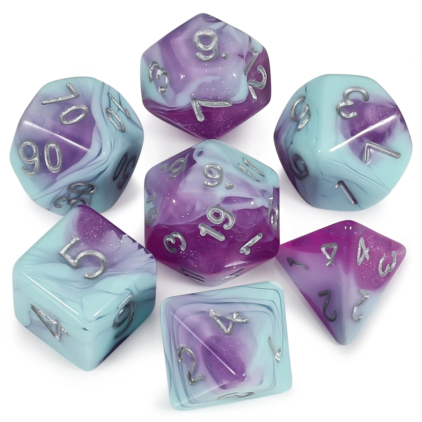 DND Dice Set -7pcs Glitter Polyhedral Dice for D&D RPG MTG Role Playing Table Party Games & DM & Dice Goblin