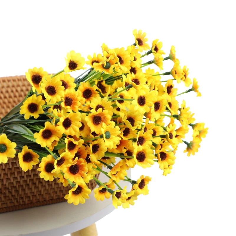 5PCS 32CM Artificial Flower Small Daisy Bouquet Home Living Room Dining Table Decoration Outdoor Wedding Guide