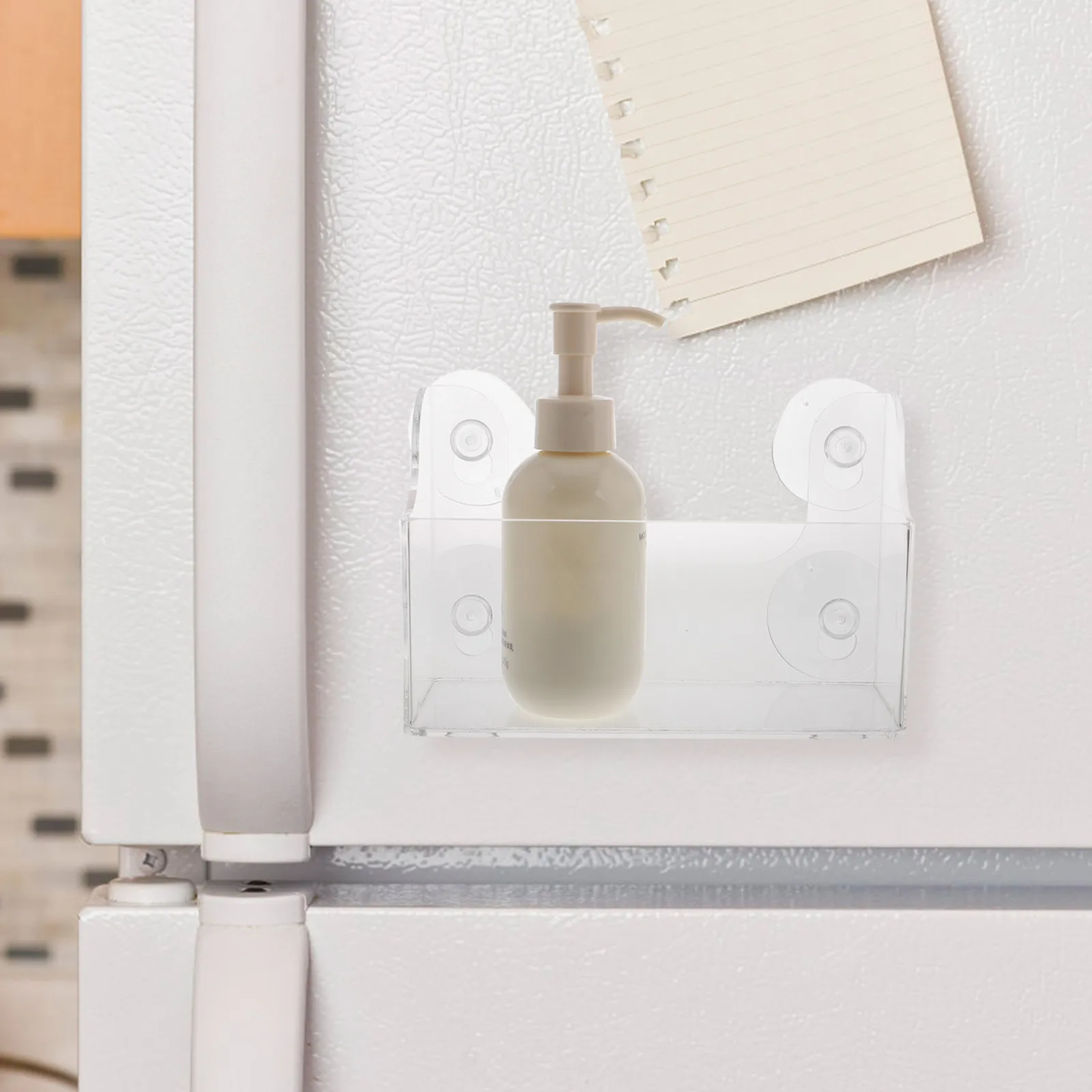 

Refrigerator Door Shelf Organizer Suction Cup Storage Rack Compact Clear Display Shelf Beverage Snack Organizer For Fridge