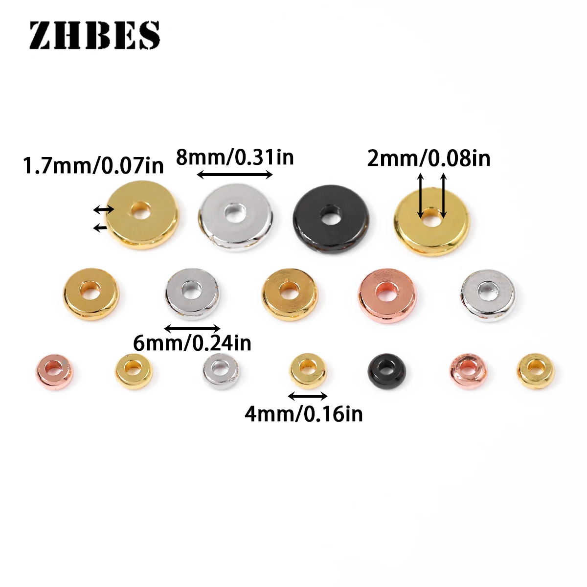 18K Gold Color Brass Flat Wheel Spacer Beads Bracelet Beads Diy Jewelry Making Accessories 300pcs 4MM 6MM 8MM 10MM