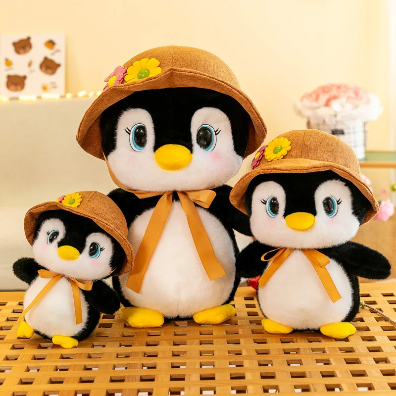 New Penguin Round Plush Toy Doll Daisy Couple Penguin Cartoon Penguin Animal with Hat Children\'s Birthday Christmas Gift