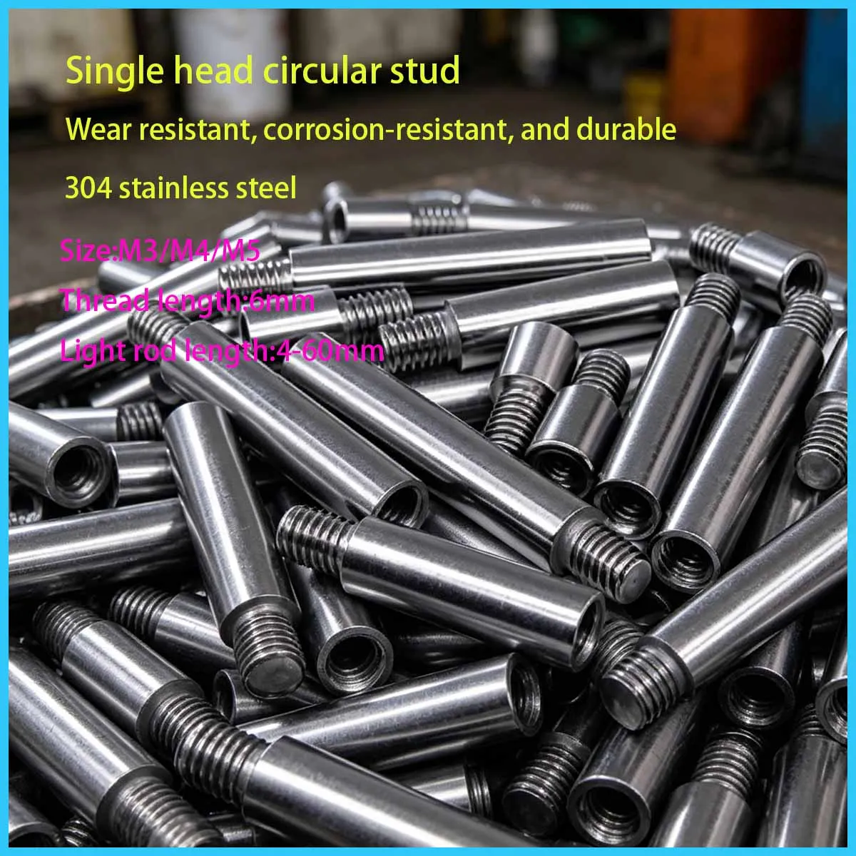 

M3M4 304 Stainless Steel Single Head Thread Extended Round Nut Post