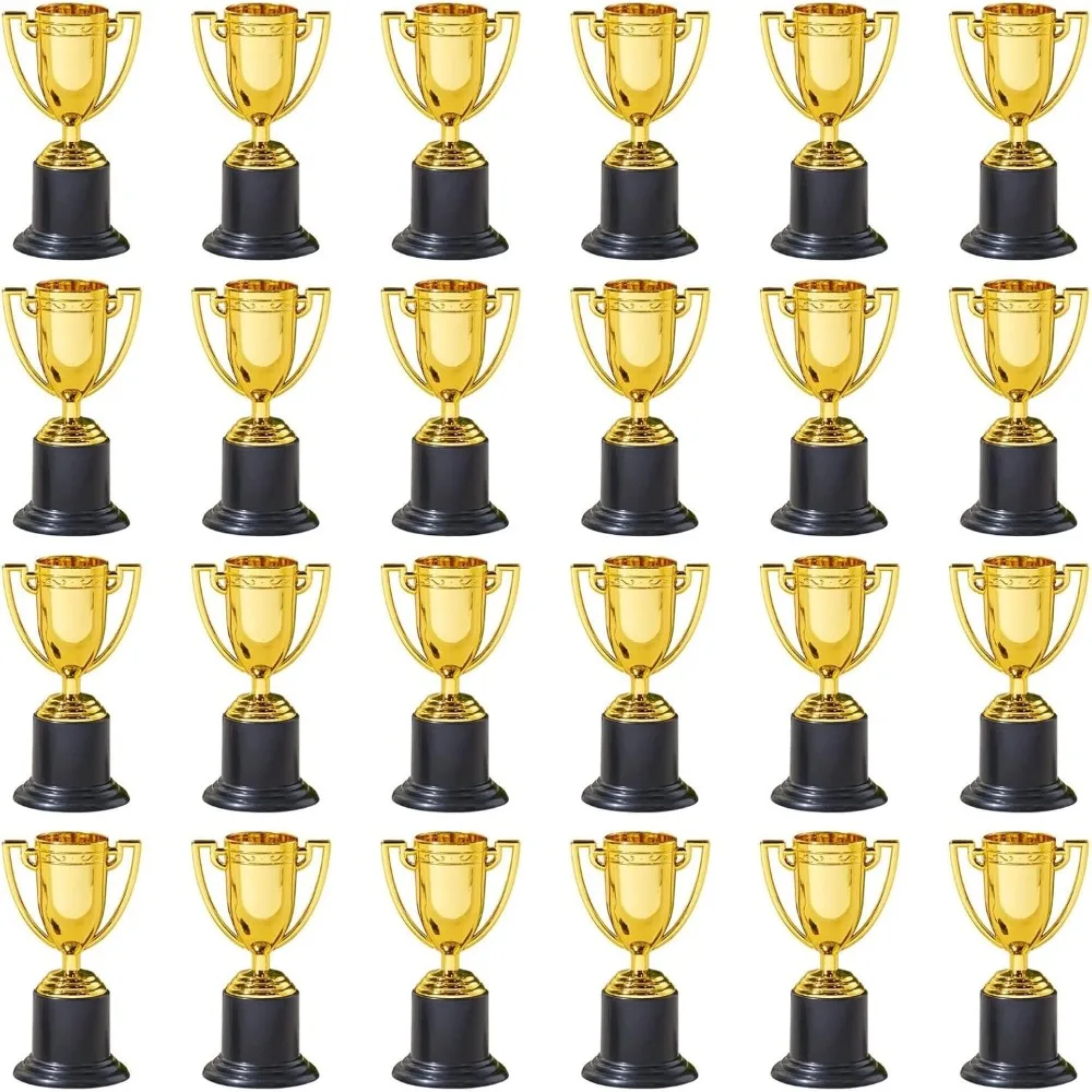 24 Pack Mini Trophies for Awards, Gold Participation Trophy Cups for Sports Tournaments and Competitions (4 in)