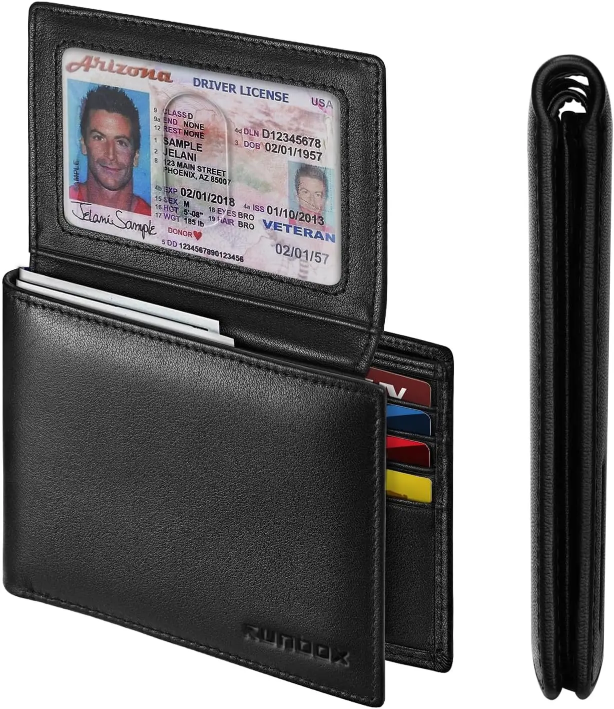 

Мужской кошелек-бифолд из натуральной кожи с RFID-защитой, 12 отделениями для карт и 2 окошками для ID, тонкий минималистичный дизайн, в подарочной коробке