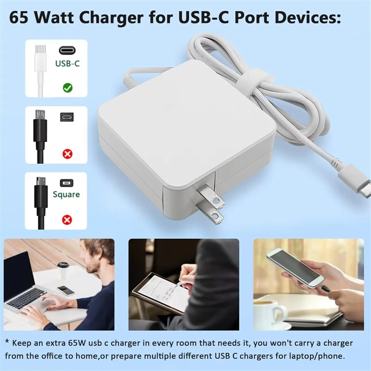 【POPULAR PICK】-65W USB C Laptop Power Adapter Type C Power PD Wall Fast Charger for Notebook EU