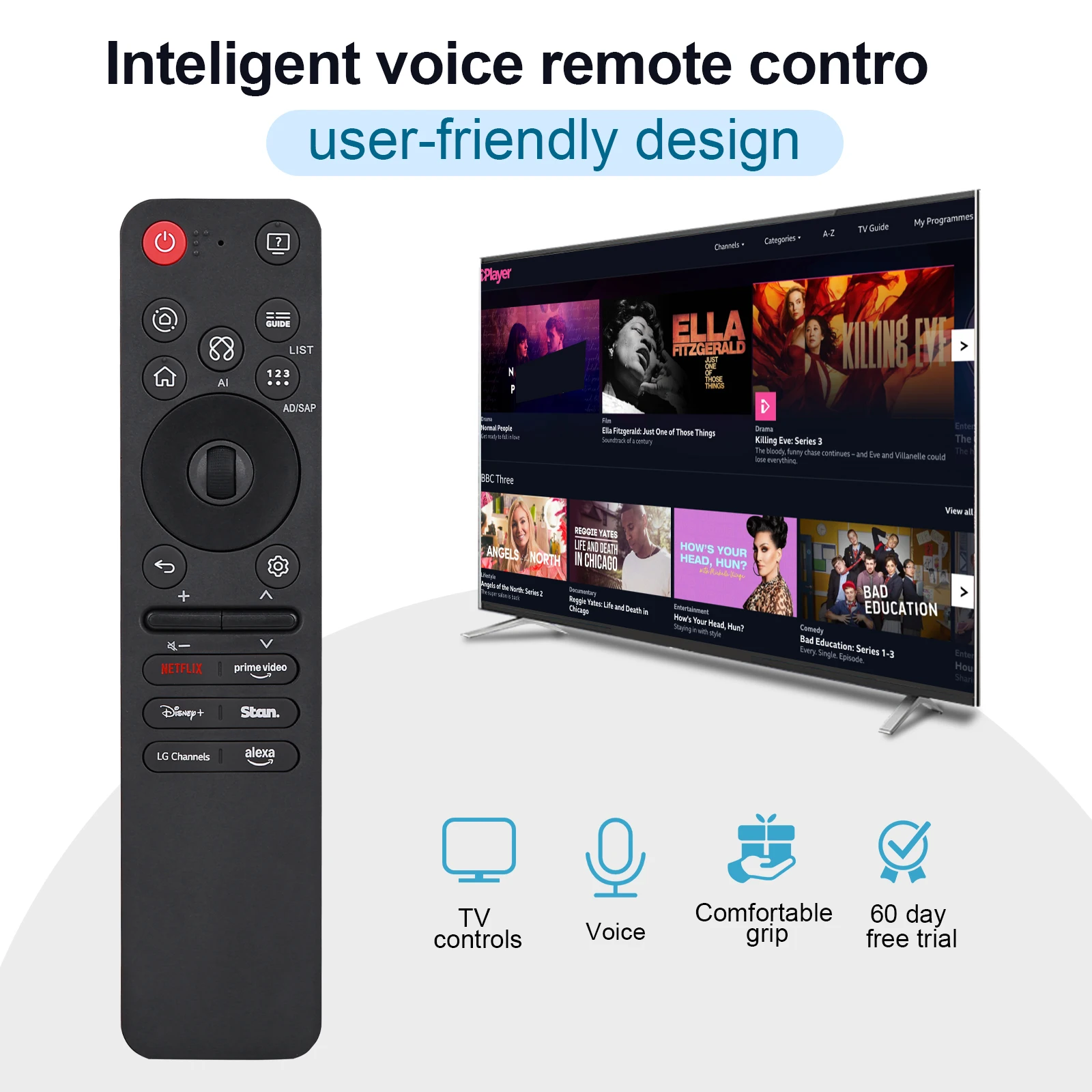 Control Remoto para LG Smart TV, Reemplazo del Control Remoto Magic Voice y Pointer para LG WebOS TV de 2019 a 2025, Compatible con AN-MR25GA/MR24
