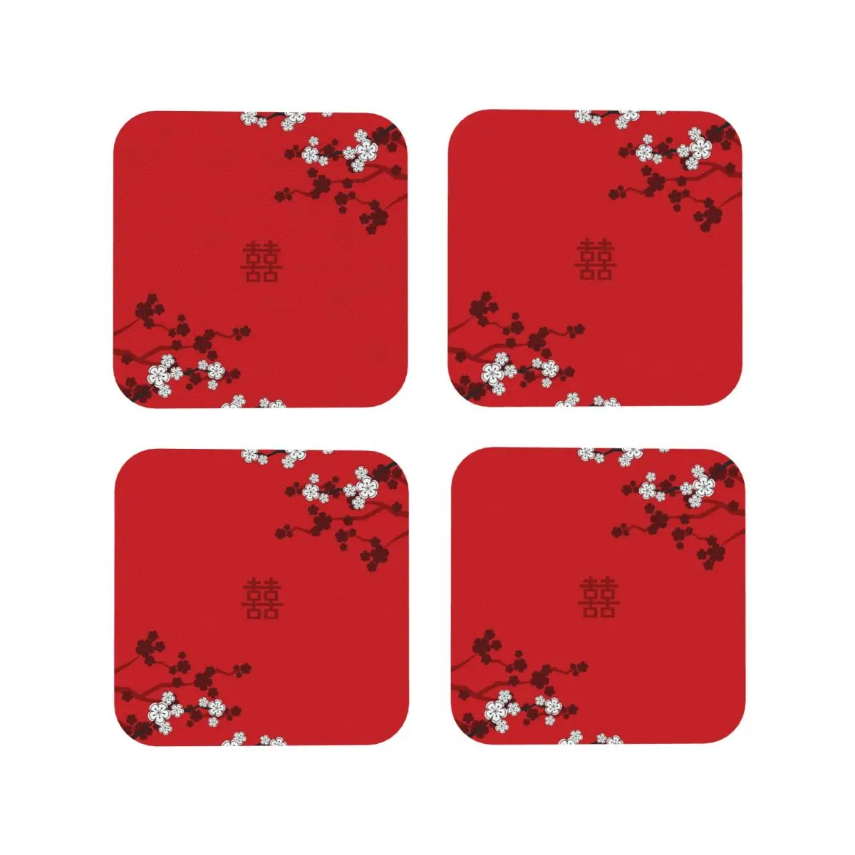 Double Happiness Japanese Sakura Fatfatin Coasters Table Decoration And Accessories Mat For Kitchen Placemats Napkins Coffee Mat