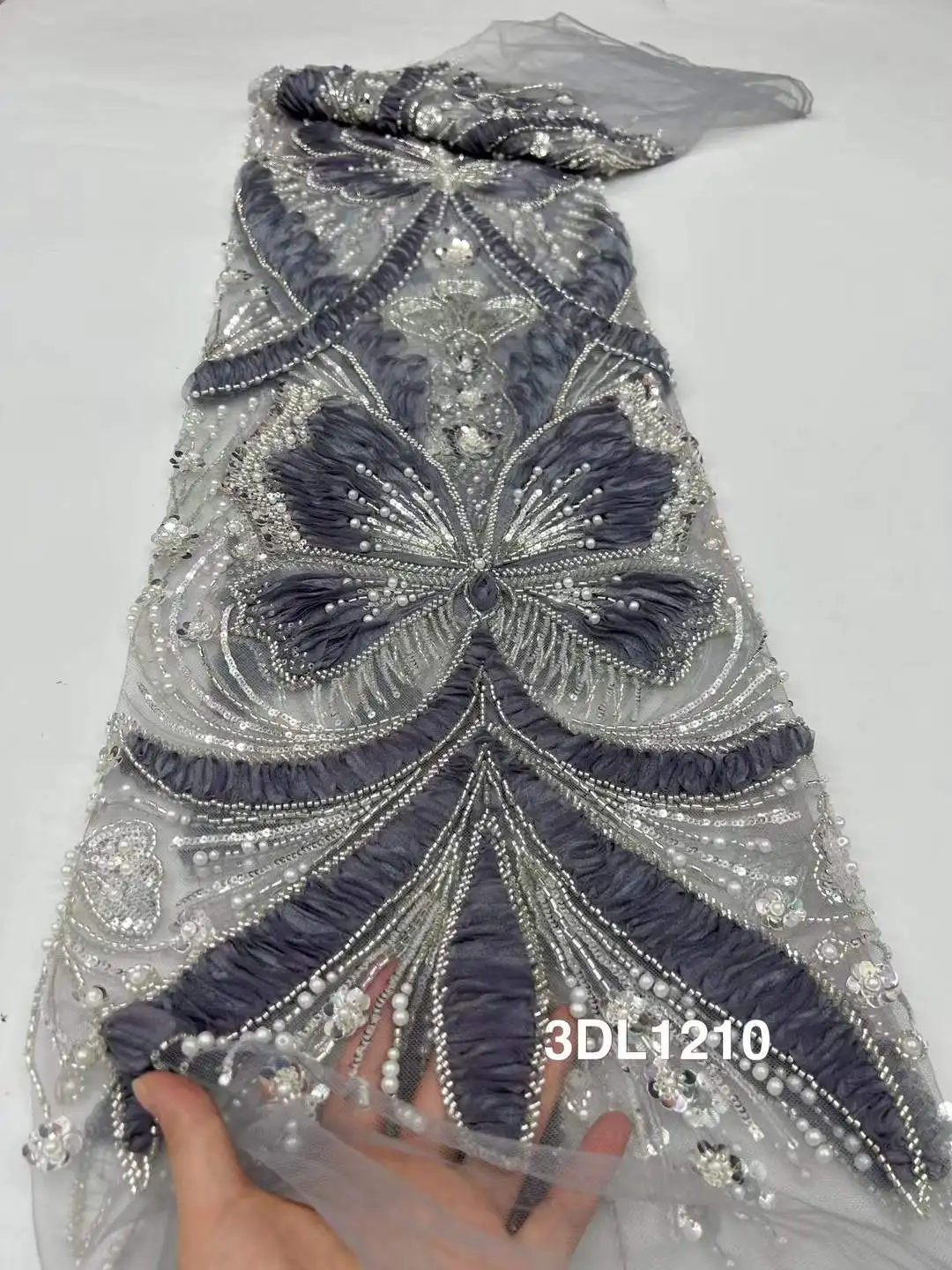 2025 الأفريقي الفرنسي النيجيري الراقية تول أقمشة الدانتيل مع الخرز الترتر شبكة للتطريز حفل زفاف العروس الخياطة فستان