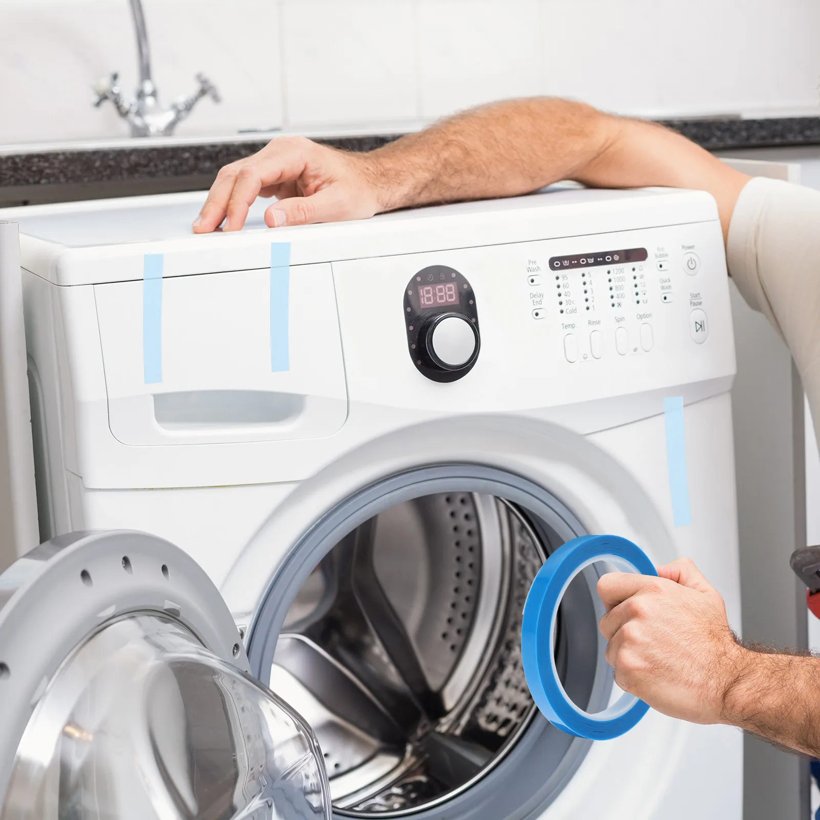 Ruban AdhéSif Bleu 50M Pour RéFrigéRateurs, Haute AdhéRence, ÉTanche, Sans RéSidu, Pour Fixation D'appareils ÉLectroméNagers (RéFrigéRateurs, Lave-Linges, Climatiseurs)