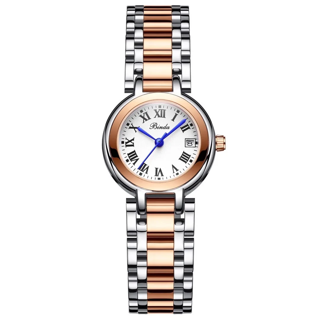 ساعة بيندا كوارتز كلاسيكية أنيقة للنساء مقاس 32 ملم مع سوار ومشبك من الفولاذ المقاوم للصدأ