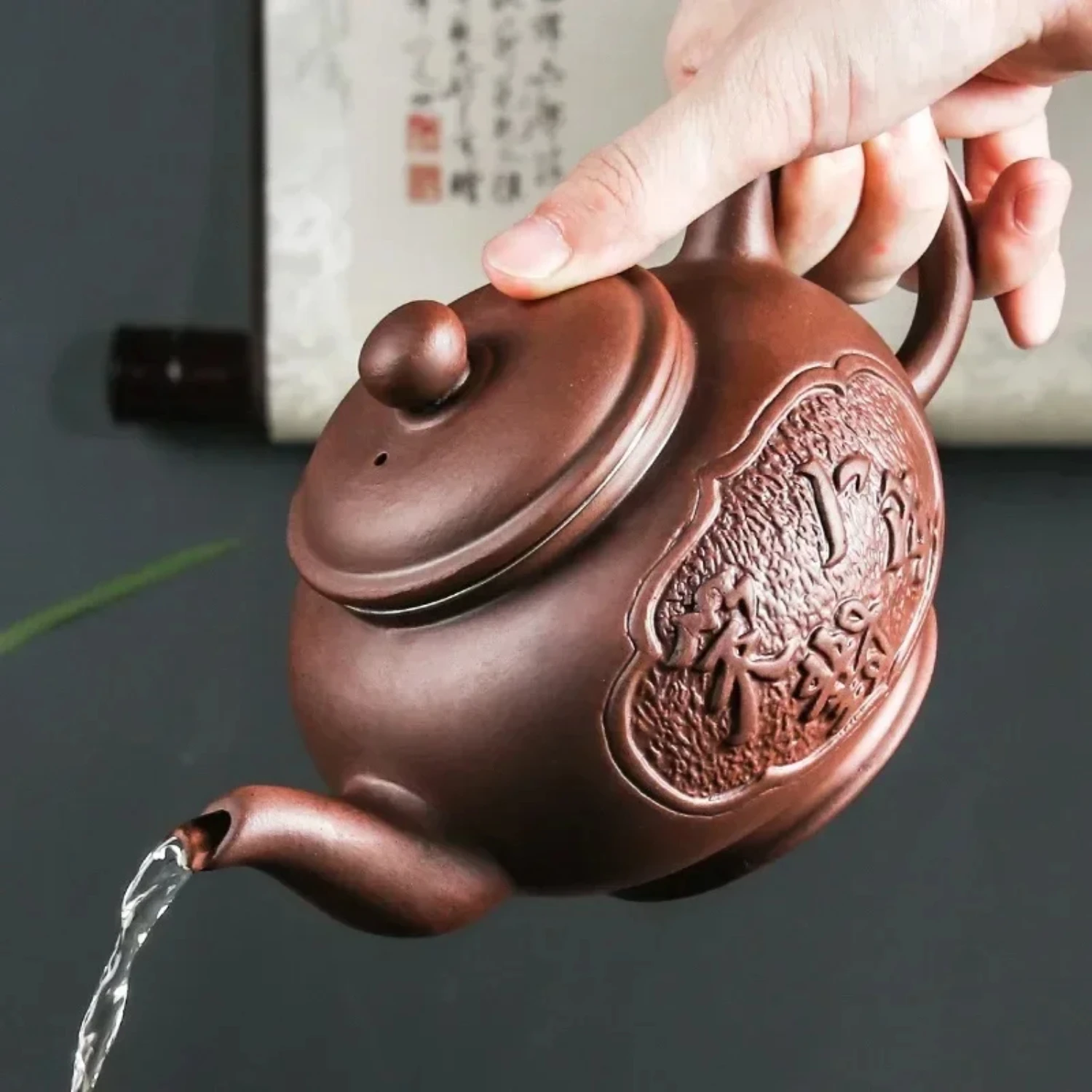 

Yixing Zisha Ceramic Tea Pot, Large Capacity, Pure Handmade Laughing Pair Life Tea Pot, Single Pot, Household Kung Fu Tea Set