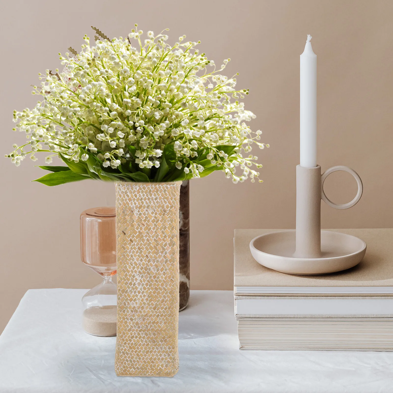 

Creative Woven Seagrass Flower Vase Handmade Decorative Planter for Home Office Desktop Natural Woven Vase for Dried Flowers