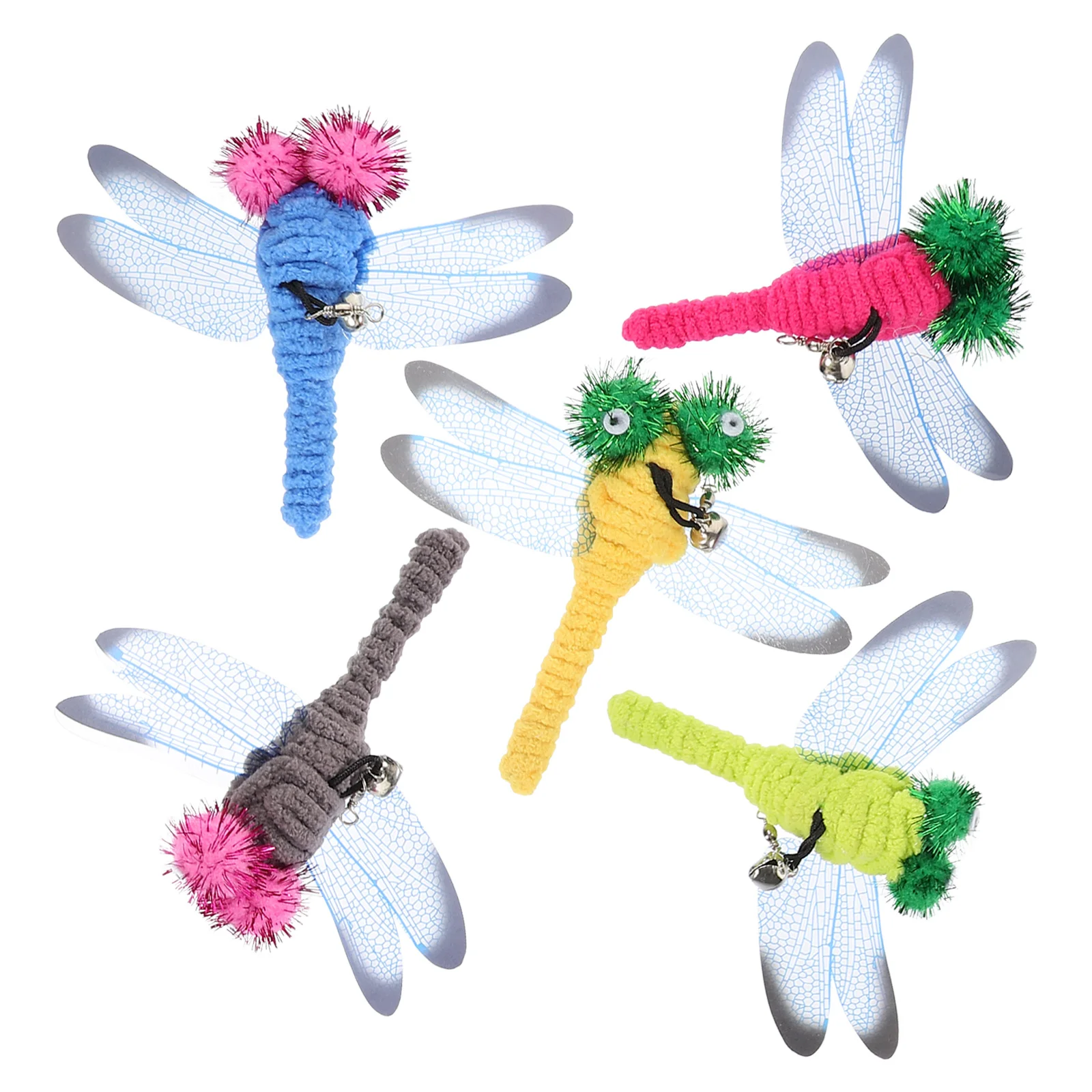 

5Pcs Cat Teaser Wand Replacement Heads Dragonfly Shaped Dangle for Interactive Play Safe Refills Easy to Attach Detach Cat