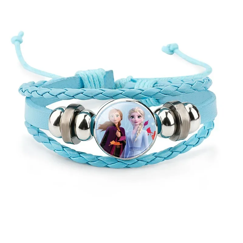2024 Nowe skórzane bransoletki Disney Elsa Anna Frozen Princess Series Biżuteria Akcesoria Modne bransoletki dla dziewczynek Prezenty dla dzieci