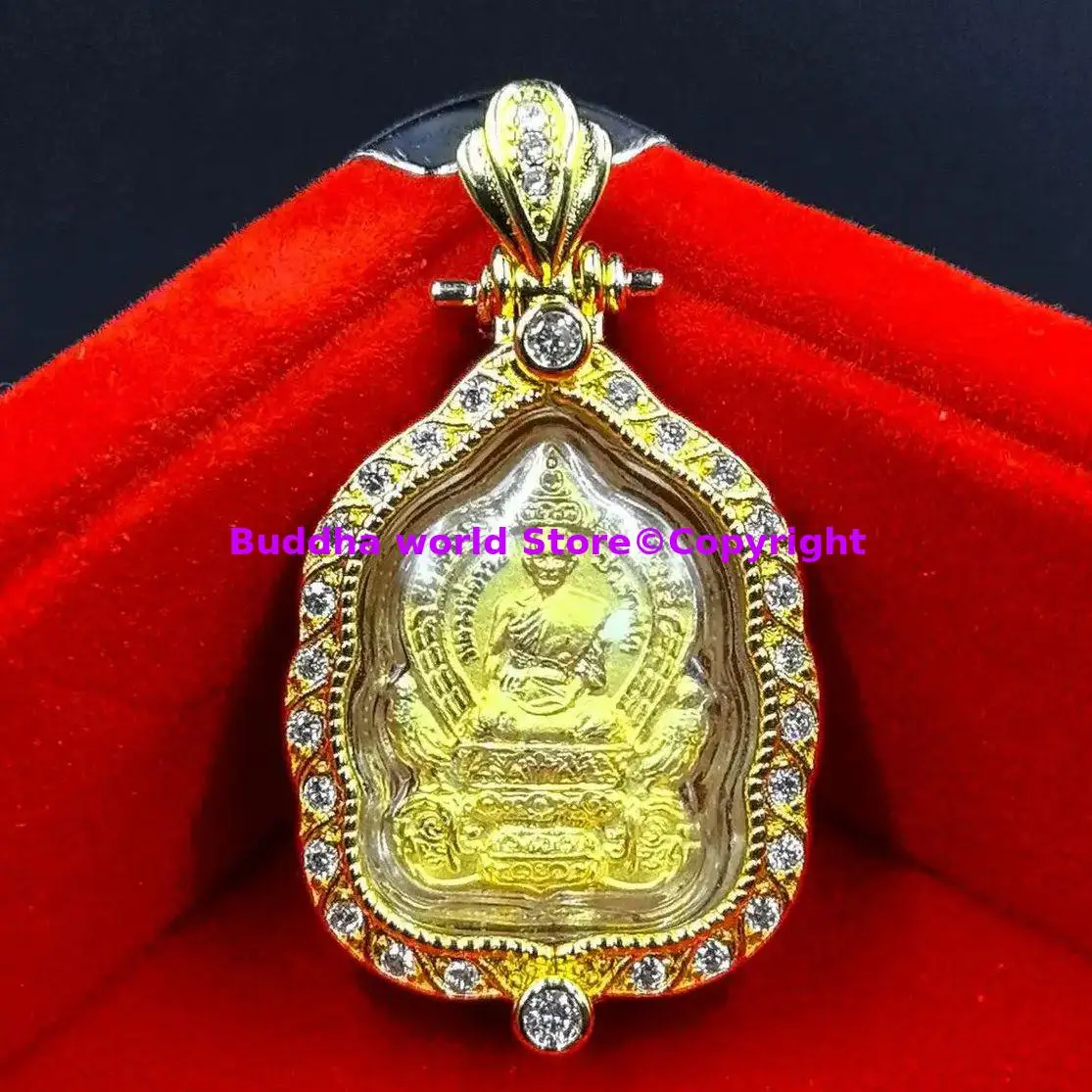 

GOOD Amulet Asia Thailand temple Luang Pu Tim Effective God of wealth Buddha figure Pendant Bring good luck Recruit wealth