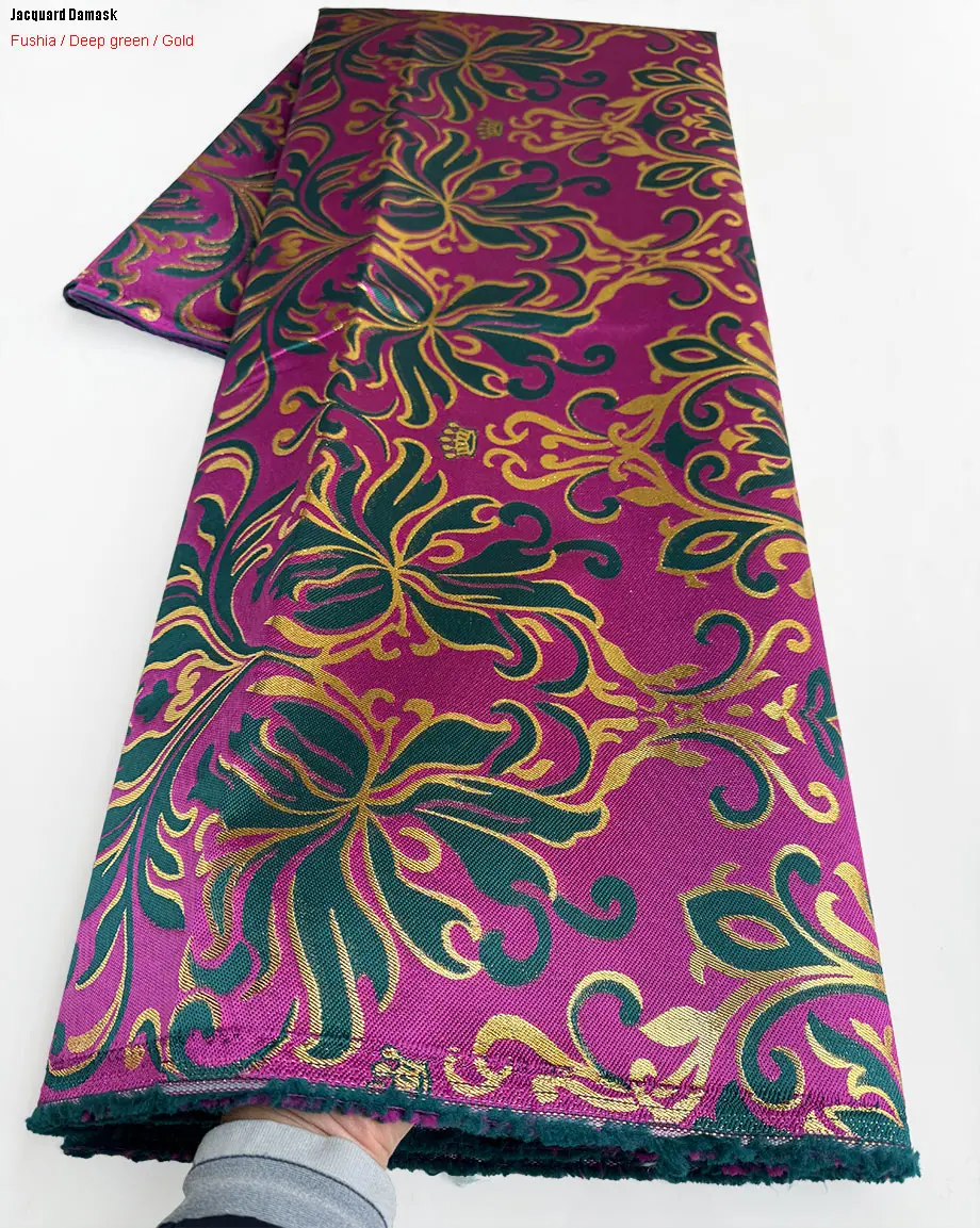 5 Yards Crown Jacquard Brocade African Damask Fabric High Quality Nigerian DIY Sewing Garment Daily Events Dress