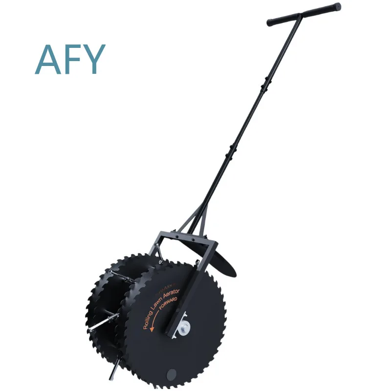 Rolling Lawn Puncher for Garden Grass Plugs Manual Punching Tool Push Roller Rotary Compaction Soil Aerator for Lawn Care