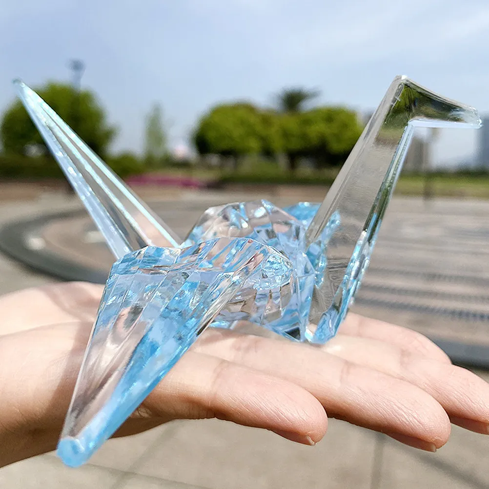 3Pcs Transparent Acrylic Origami Crane Decoration Clear Crystal Art Sculpture Home Holiday Party Decor Unique Geometric Bird