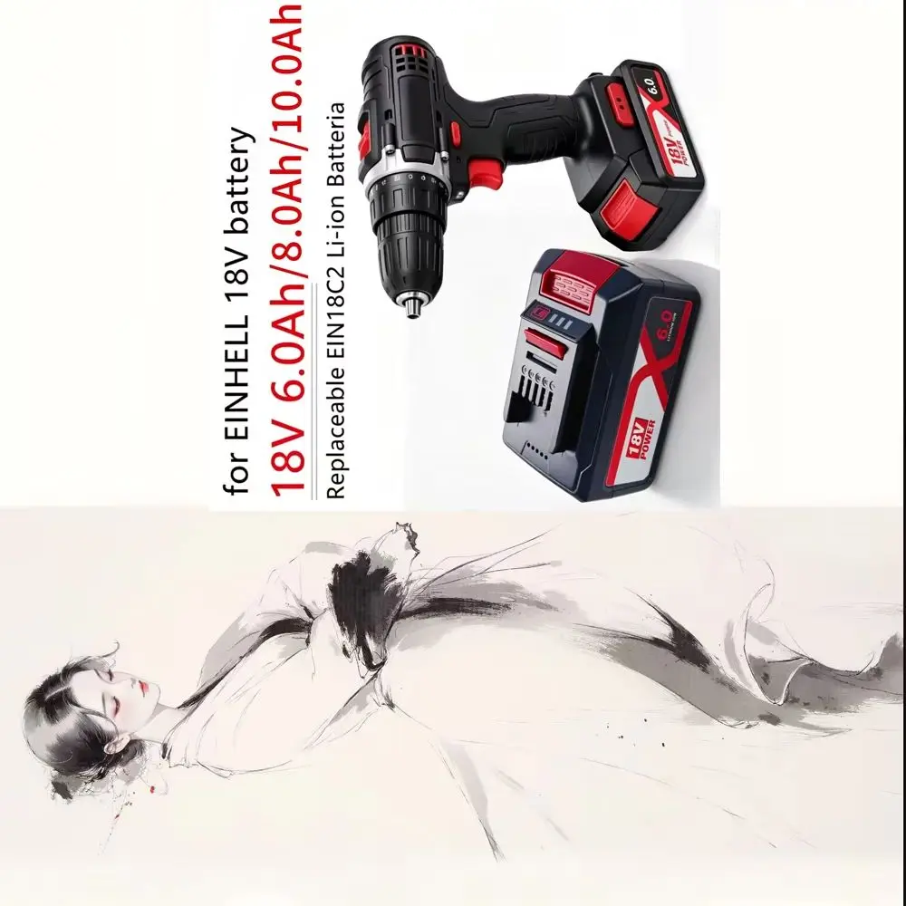 6/8/10Ah for Einhell X-Change Tools Compatible with 4511396 4511437neu PXBP-600 Cordless Power Tools High Capacity 18V Battery