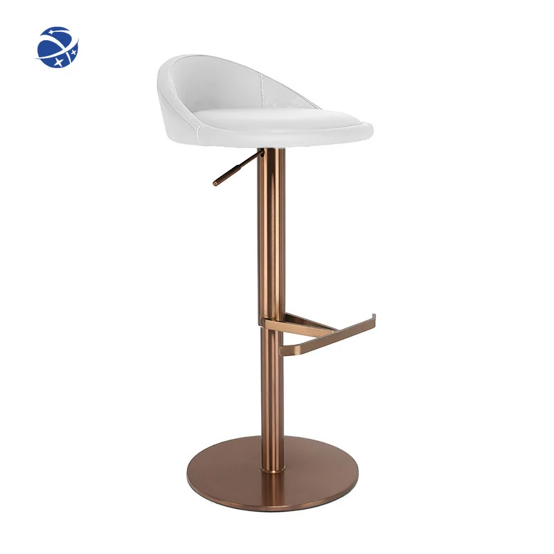 yyhcFrame Bar Stools Chairs Style High Quality leather seat Stainless Steel Base Modern Luxury Seat Lifted Bar Leather 1 Piece