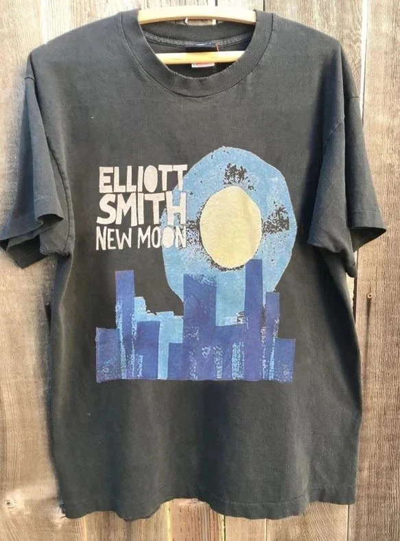 Camiseta da banda Elliott Smith Tour, camiseta gráfica Elliott Smith, camisetas masculinas completas