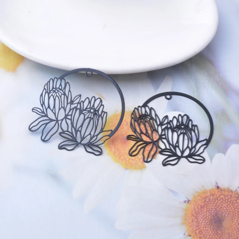 30 Stück AB7615 40*38mm Messing Bemalte Königliche Protea-Blumen Anhänger DIY Schmuck Ohrring Zubehör – Detail 5