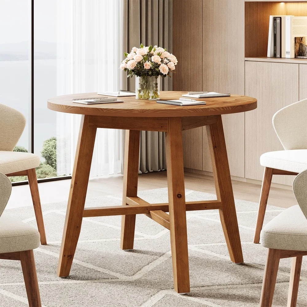 31.5 Inch Solid Wood Conference Table for 2 4 Small Round Office Table for Small Spaces Meeting Room Offices Easy Assembly Space