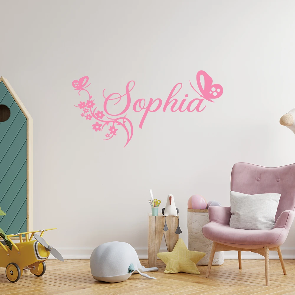 1pc New Design Personalize Custom Name Butterfly Wall Stickers Animal Lover Home Decoration Accessories For bathroom Decoration