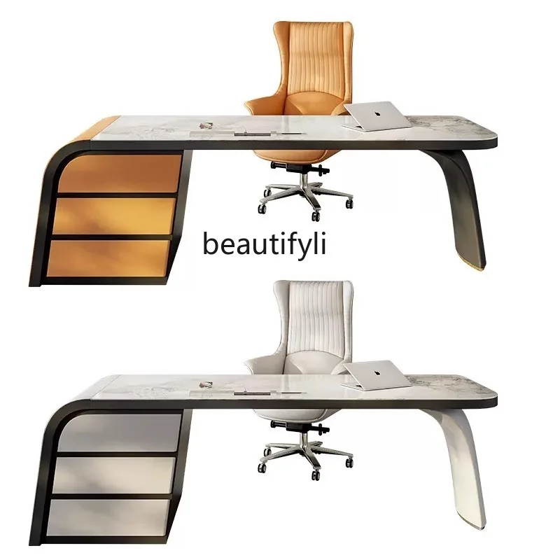 Modern Stone Plate Desk Simple and Light Luxury Boss Desk Desk Home Designer High Sense Study Computer Desk