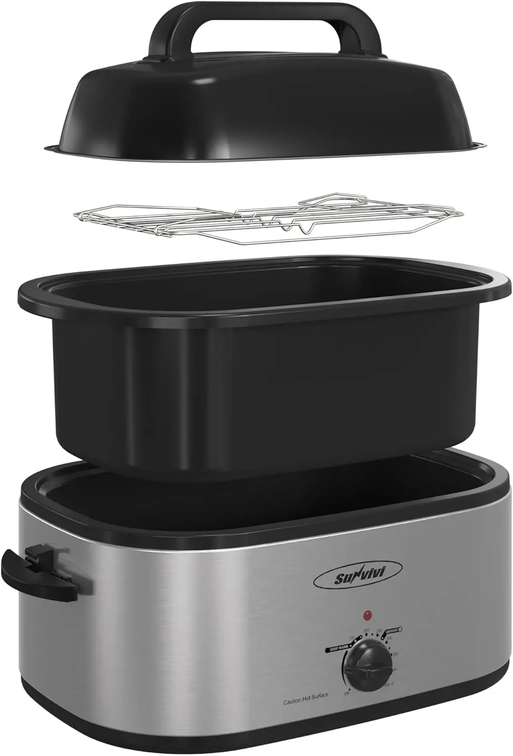 شواية كهربائية، فرن تحميص سعة 28 لترًا مع غطاء ذاتي التغطية، وعاء قابل للإزالة، فرن شواء تركي مع درجة حرارة 150 إلى 450 قدم