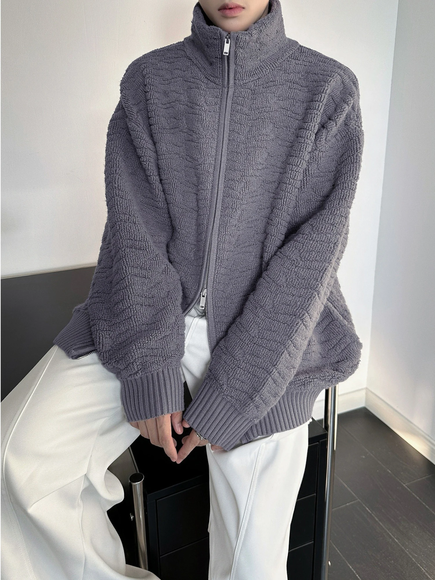 

Retro American Zipper Ne Sweater Jaet Loose Fit Soft Cozy Knitted irt for Men And Women Autumn Trendy Brand Lazy Sle