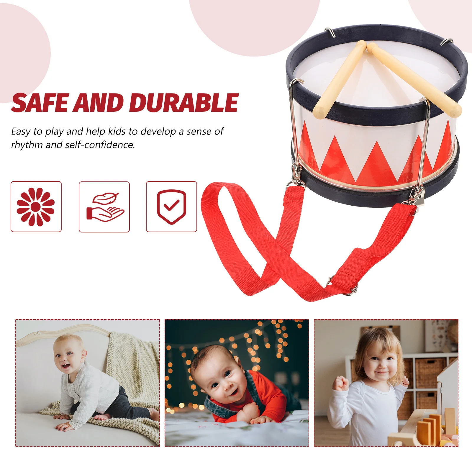 1 Set Kids Percussion Instruments Metal Wood Children Snare Drum Educational Music For Toddler Hand-Eye Coordination Development