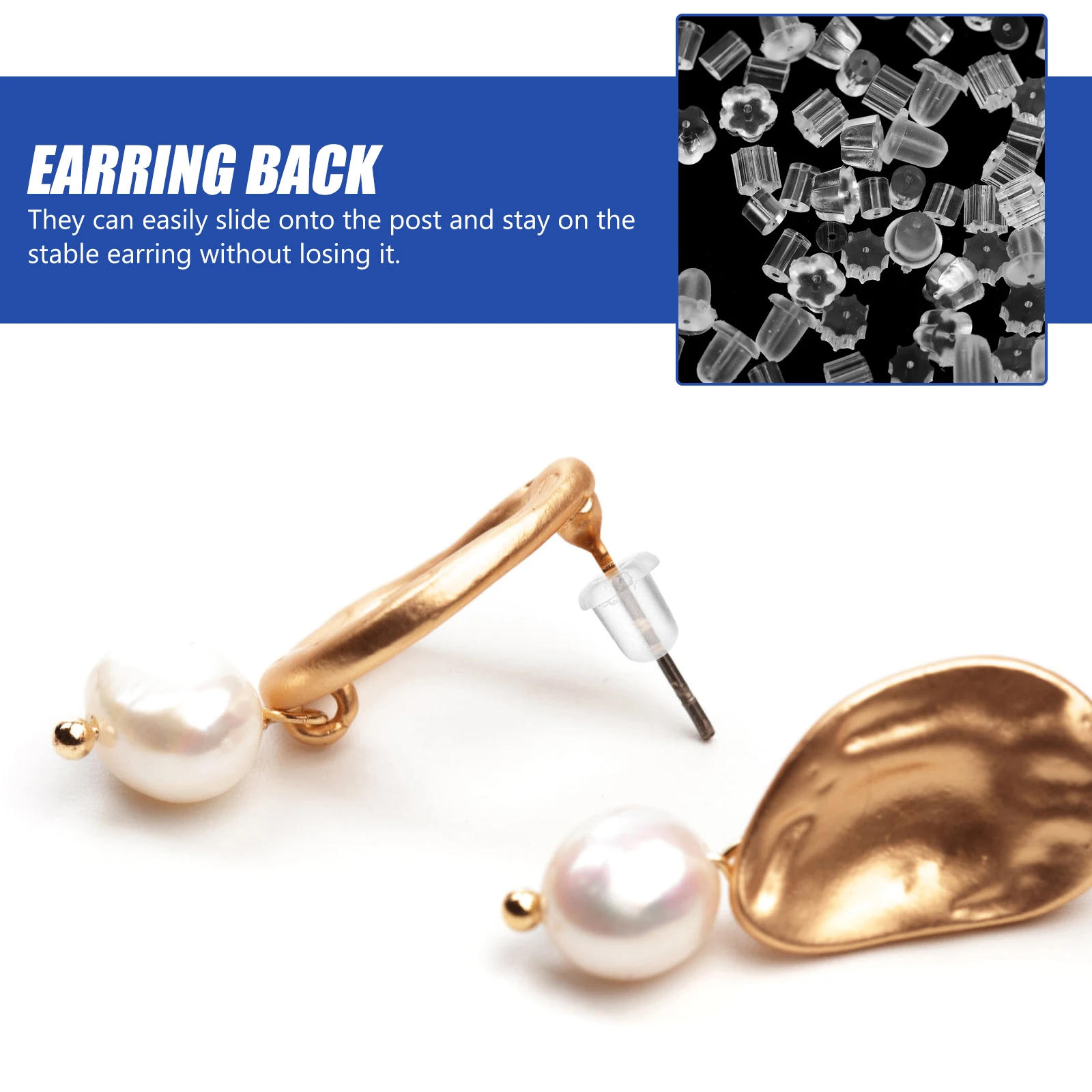 

300Pcs Earring Backs Silicone Rubber Stoppers for Pierced Stud Earrings Replacement Clear Earring Backings for Heavy Droopy Ears