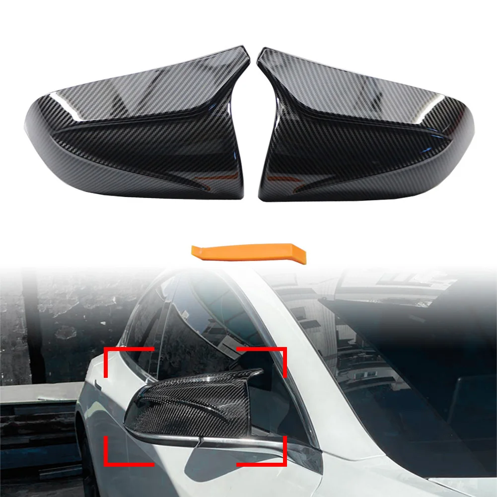 

Carbon Fiber Look Car Rearview Side Mirror Cap Cover 1Pair For Tesla Model 3 Model3 2017 2018 2019 2020