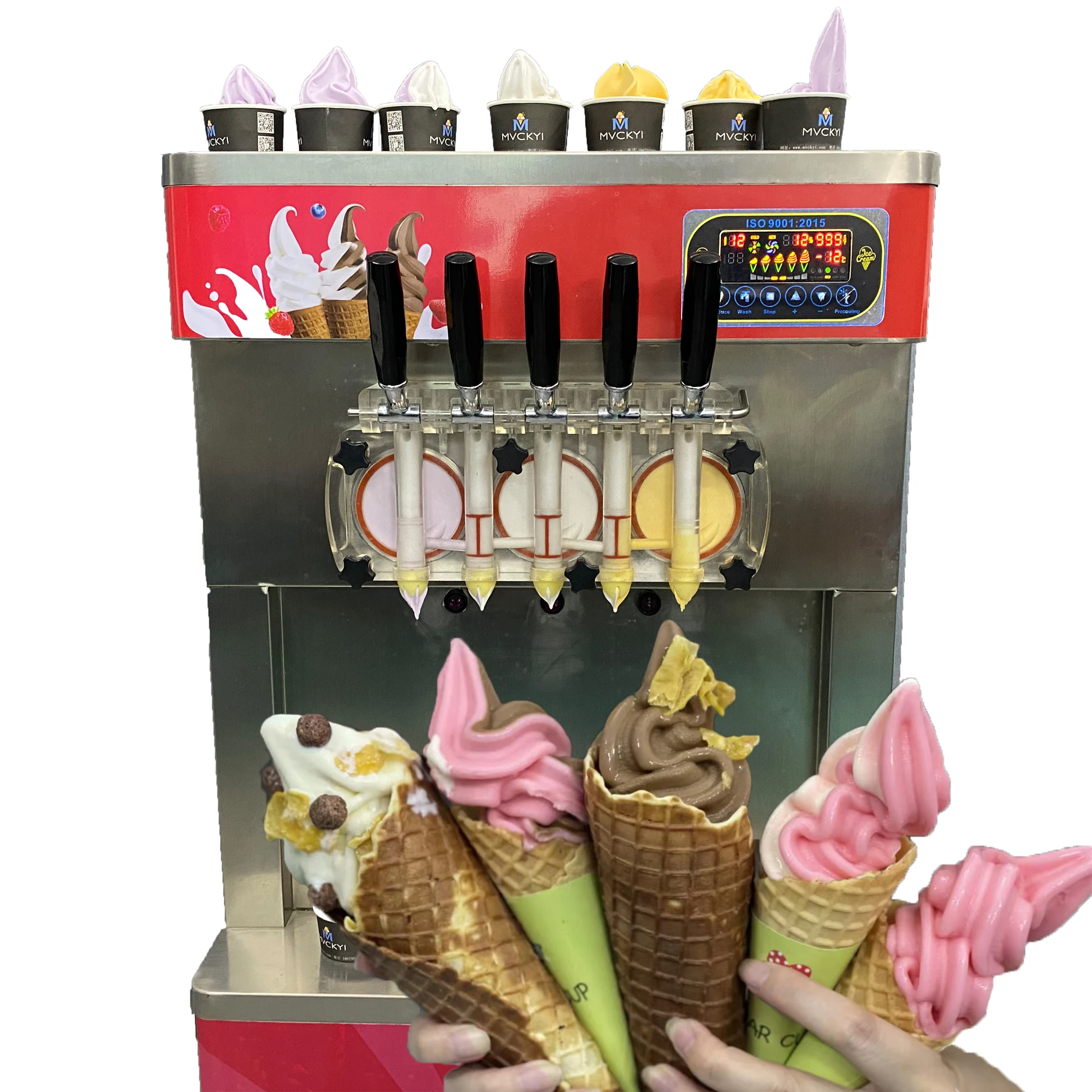 Mvckyi 5 Flavors Soft Serve Vertical Ice Cream Machine For Business Solft Ice Cream Maker Freezing Equipment