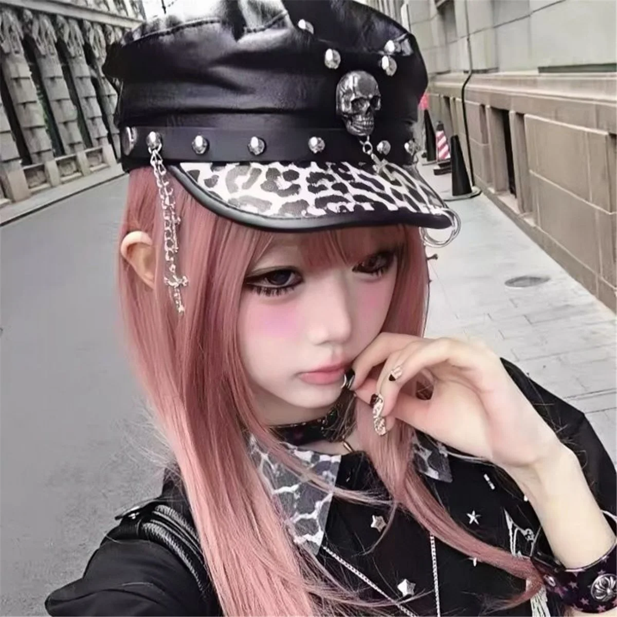 Fallen Angel Punk Dark Rivet Leather Buckle Subflat Top Cap