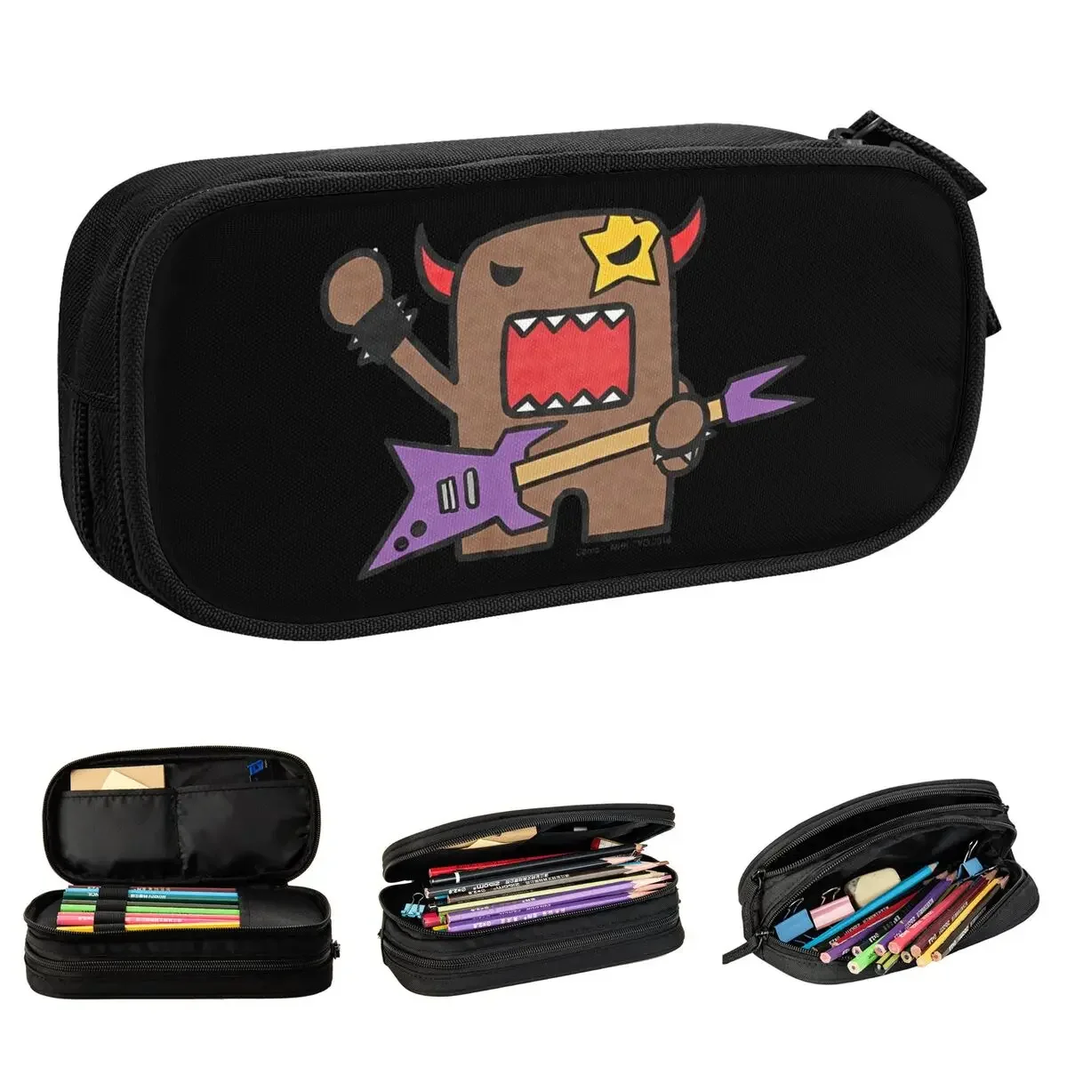 Domo Kun Rocker Pencil Case Classic Pen Holder Pencil Bags Girl Boy Large Storage Students School Gifts Pencil Pouch