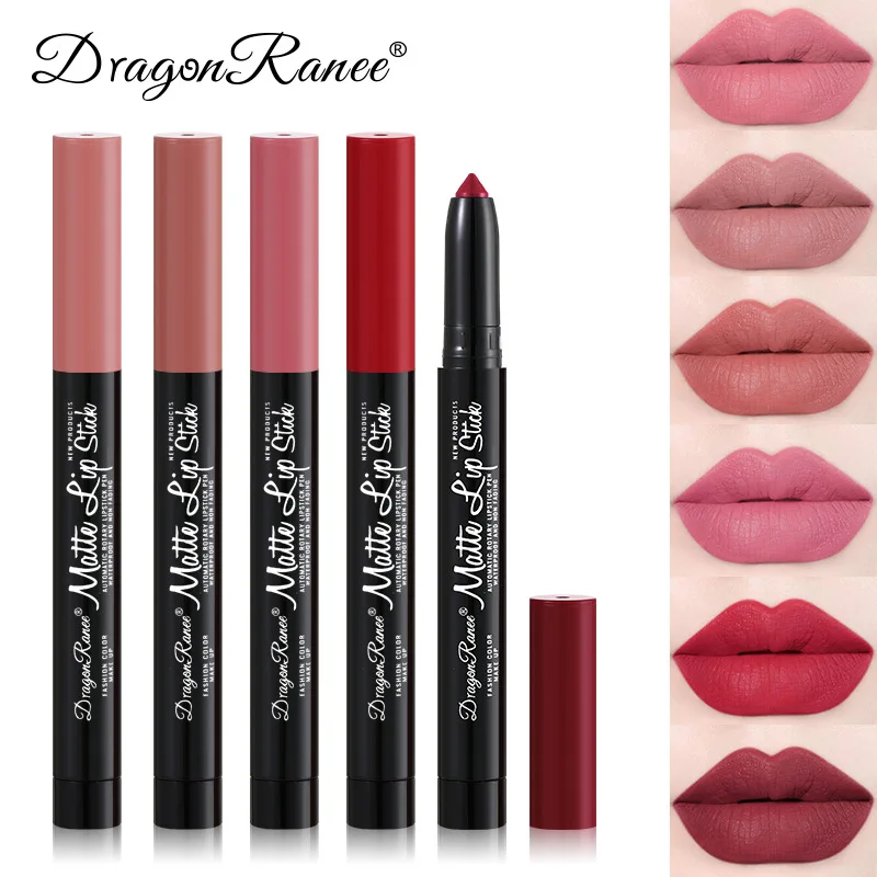Rossetto opaco Penna da donna Rossetto Pasta di fagioli Rosa Temperamatite automatico Matita per labbra