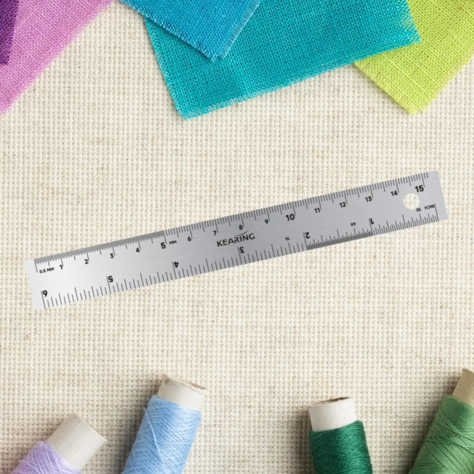Metal Straight Measuring Ruler Sturdy Stainless Steel Precision Tool with Hanging Hole for Artists and Carpenters