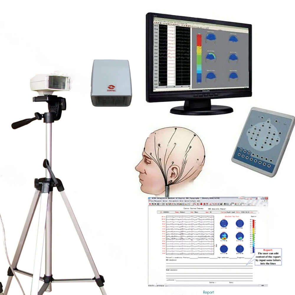 CONTEC KT88-1016 EEG 16 Channel Digital  Mapping System, Brain Electric, Free 2 Tripods