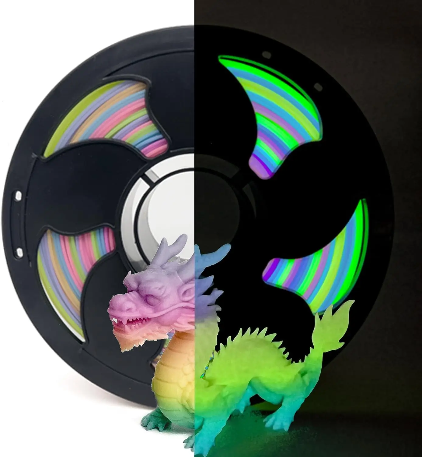 

Glow Gradient Dark Rainbow Candy PLA Filament, Luminous Vibrant 3D Printer Material, 1kg Spool