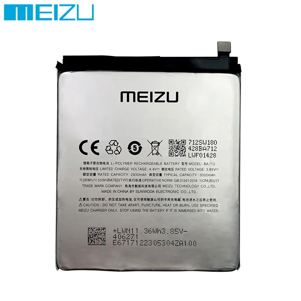 Original Tested Battery BA712 For MEIZU M6s Meilan S6 Mblu S6 M712Q/M/C M712H Mobile phone Rechargeable Li-polymer Batteries