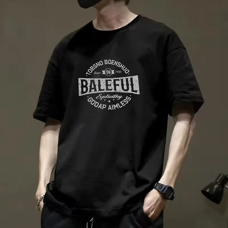 Short Sleeve T-shirts Summer New Fashion 2025 Men's Casual Trendy Printed American Style Loose Undershirts Male Clothes Tops